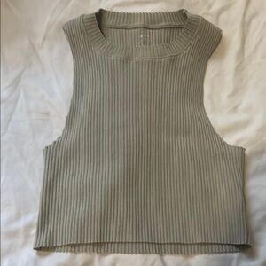 Aerie Green Ribbed Crop Muscle Tee